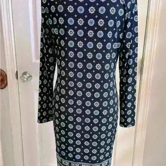 Michael Kors Geometrical Blue Jersey Stretch Shift Dress Gorgeous Women’s Small - Picture 4 of 10
